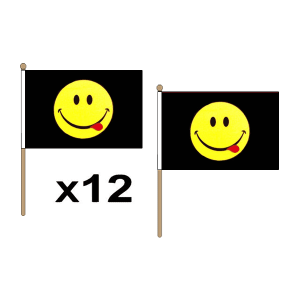 Smiley Face Acid Hand Flags (12 Pack)