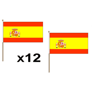 Spain Crest Large Hand Flags (12 Pack)