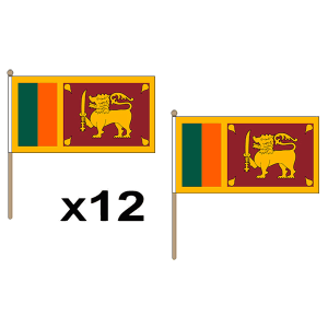 Sri Lanka Large Hand Flags (12 Pack)