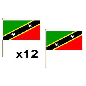 Saint Kitts and Nevis Large Hand Flags (12 Pack)