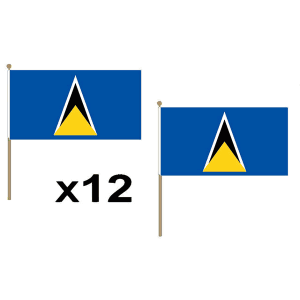 Saint Lucia Large Hand Flags (12 Pack)