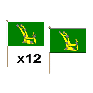 Starry Plough Green Hand Flags (12 Pack)