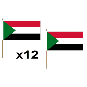 Sudan Large Hand Flags (12 Pack)