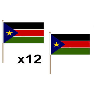 Sudan South Hand Flags (12 Pack)