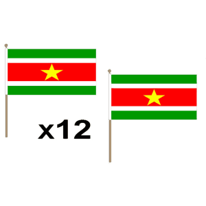 Suriname Large Hand Flags (12 Pack)