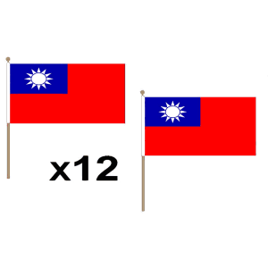 Taiwan Large Hand Flags (12 Pack)