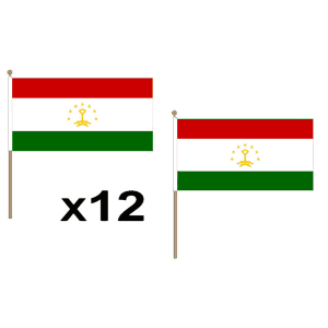 Tajikistan Large Hand Flags (12 Pack)