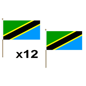 Tanzania Large Hand Flags (12 Pack)