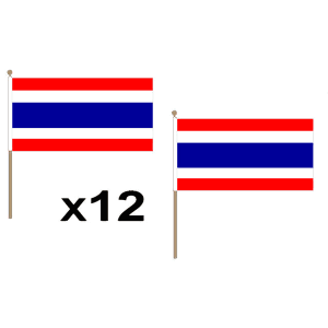 Thailand Large Hand Flags (12 Pack)
