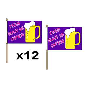 This Bar Is Open Hand Flags (12 Pack)