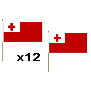 Tonga Large Hand Flags (12 Pack)