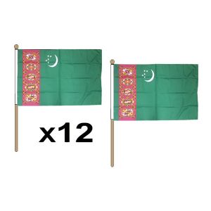 Turkmenistan Hand Flags (12 Pack)