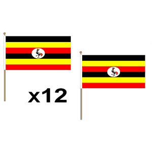 Uganda Hand Flags (12 Pack)
