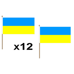 Ukraine Hand Flags (12 Pack)