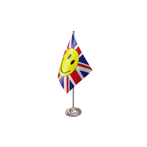 Union Jack Smiley Face Satin Table Flag (Flag only)