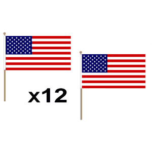 USA Hand Flags (12 Pack)
