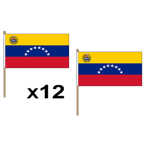 Venezuela (Crest) Large Hand Flags (12 Pack)