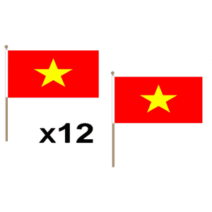Vietnam New Hand Flags (12 Pack)