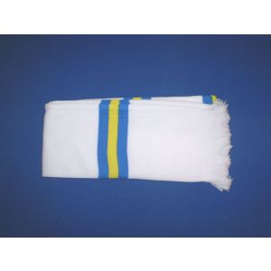 White, Blue and Yellow Bar Scarf