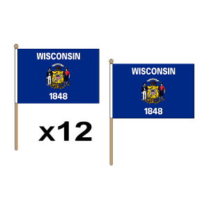 Wisconsin Hand Flags (12 Pack)
