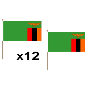 Zambia Large Hand Flags (12 Pack)